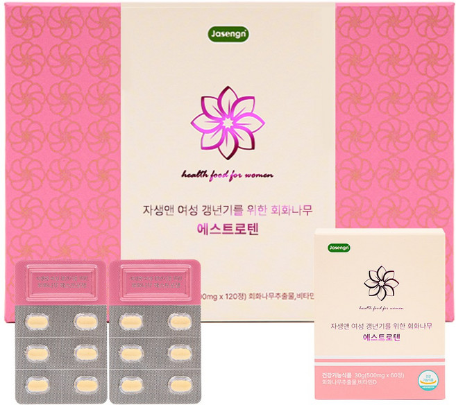 자생앤 여성 갱년기를 위한 회화나무 에스트로텐 영양제 쇼핑백포함, 120정, 1개