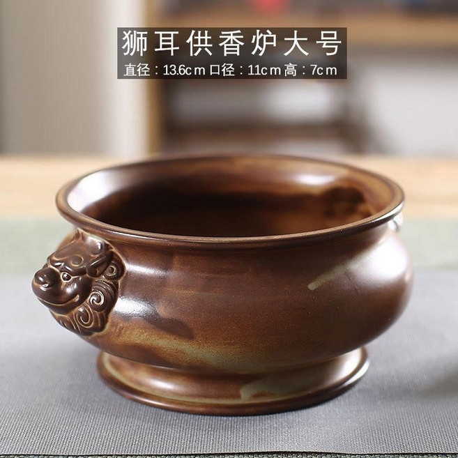 大號香爐供佛家用室內薰香爐焚香爐檀香爐, 獅耳供香爐大號送九孔香插