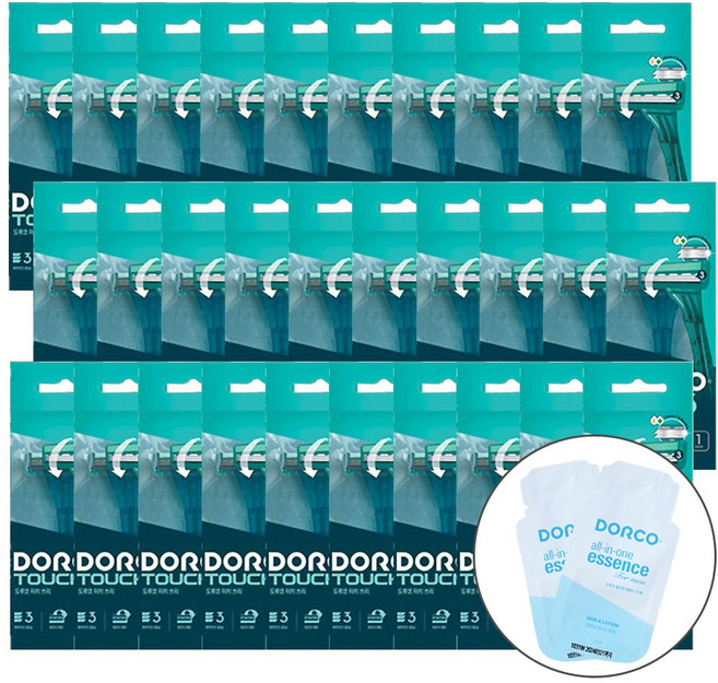 도루코 일회용 면도기 터치3 TP900(개별포장) 30개 + 올인원에센스 4ml, 터치3(개별포장) 30개 + 에센스 4ml, 1개