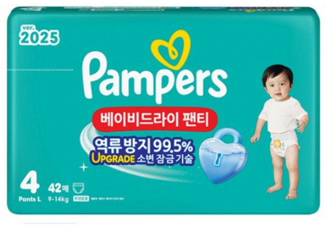 팸퍼스 베이비 드라이 아동공용 기저귀 팬티형, 4단계, 42매