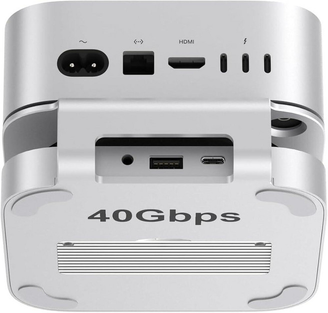 Qwiizlab 40Gbps 맥 미니 M4/M4 프로 스탠드 허브 USB4 NVMe SSD 인클로저 USB-C 호스트 3 USB-A 2.0 3.5mm 오디오 M.2 P