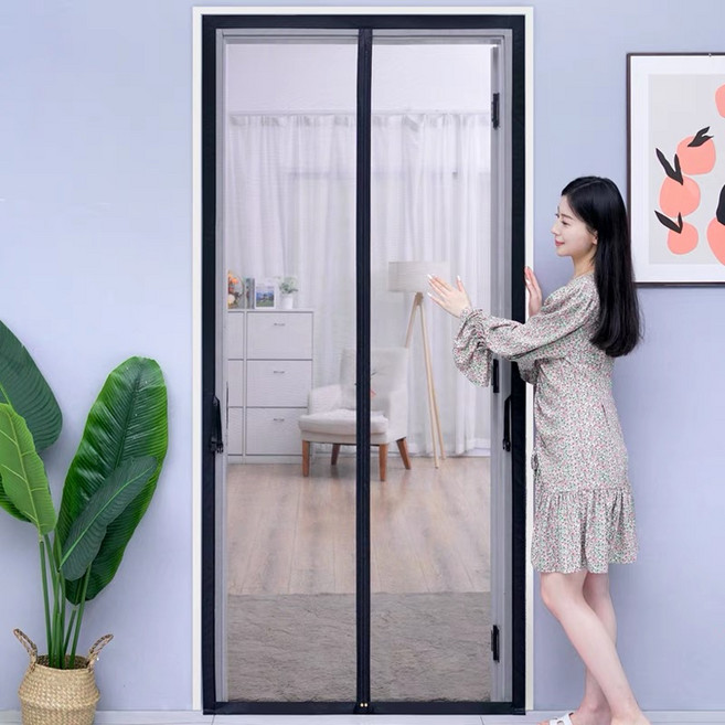 에보멜드 쉽게 찢어지지 않고 완전 모기 방지하는 현관문 자동 닫힘 틈없는 초강력 자석 방충망, 1세트