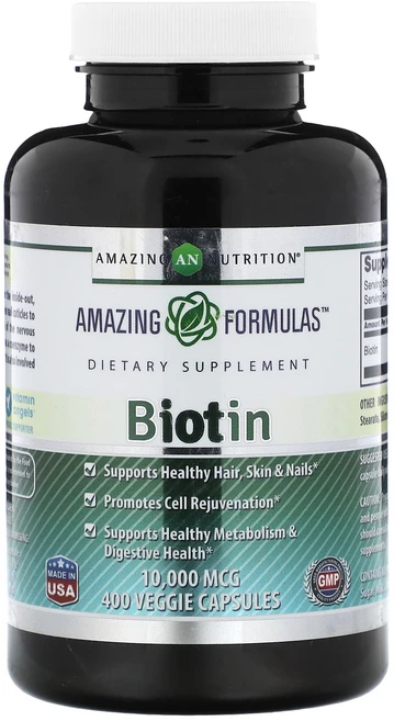 Amazing Nutrition 비오틴 10000mcg 베지 캡슐 400정, AmazingNutrition비오틴10000mcg베지캡, 1개 - 쿠팡