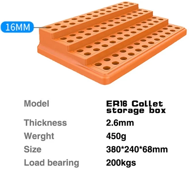 비트 수집 상자 ER16 콜렛 보관 랙 밀링 커터 엔드밀 도구 BT30 플라스틱 케이스, 34 ER16 collet, 01 CHINA