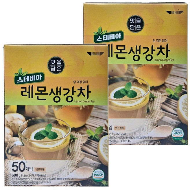 이브큐어 더좋은스테비아 레몬과 생강차 다과 모임 탕비실 회의실, 2개, 50개입