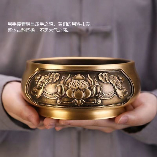 黃銅香爐 供奉爐 仿古檀香爐 擺件, 1個, 直徑13.7高5.8重約940g