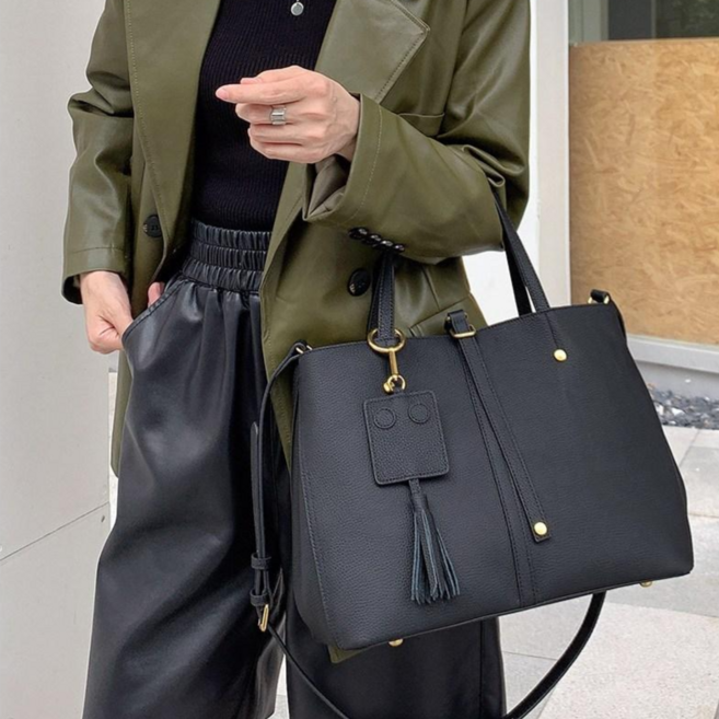 Mimi Market 여성 토고가죽 대용량 핸드앤 토트백