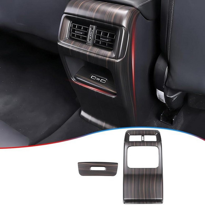 MUXEE Central Control 혼다 CRV CR-V 2023 2024 2025 2026용 후면 에어컨 벤트 콘센트 커버 트림 - ABS 우드 그레인 스포츠 인테리어 액, 나뭇결