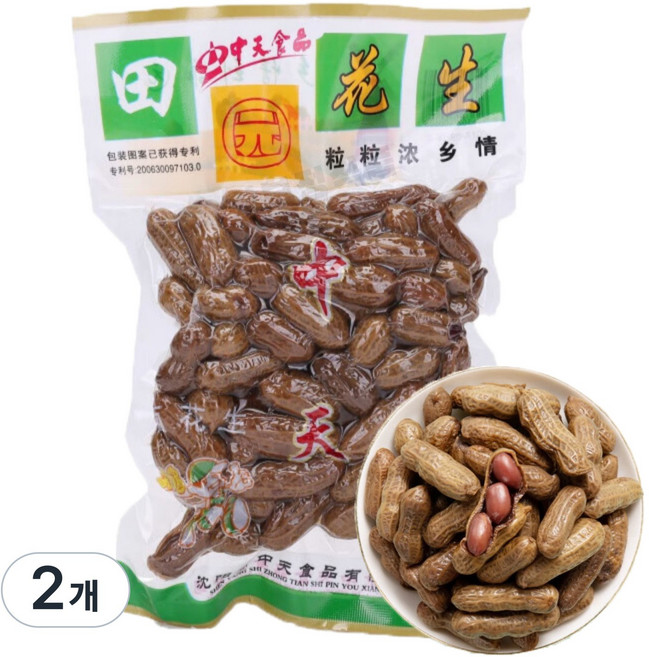 터보마켓 중국식품 중국 땅콩조림 텐원 중국간식 피땅콩, 350g, 2개