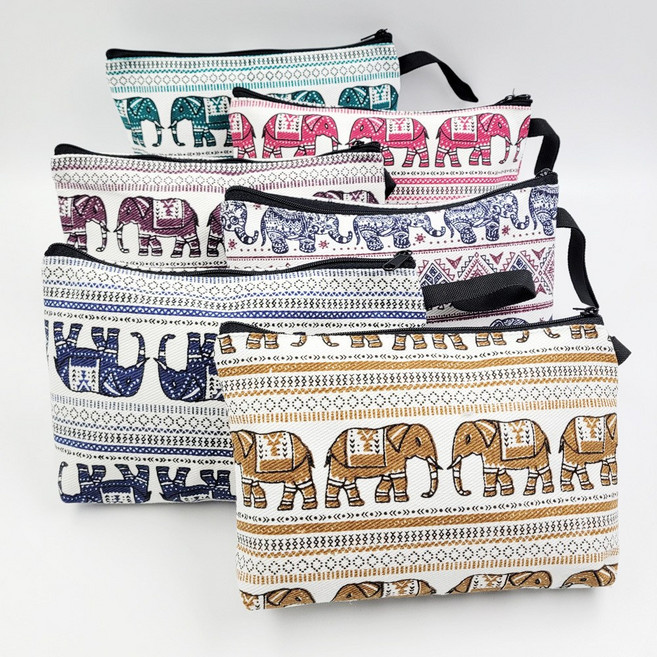 여성 패션 파우치 면 패브릭 중형 주머니