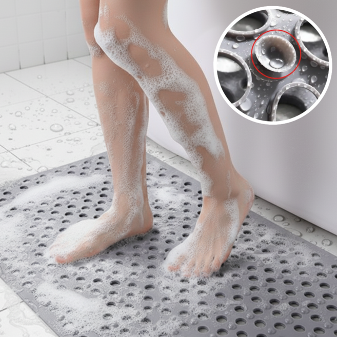 꾸밈리빙 미끄럼방지 빠른건조 욕실 매트, 1개, 그레이