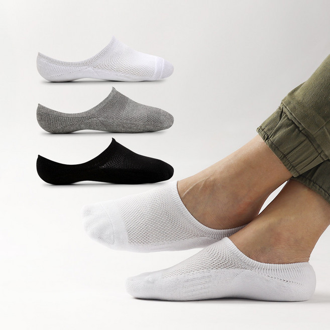 카리클링 국내산 5개 세트 남성 여성 두꺼운 쿠션 발등 매쉬 두꺼운 스포츠 더블쿠션 페이크삭스 덧신 양말