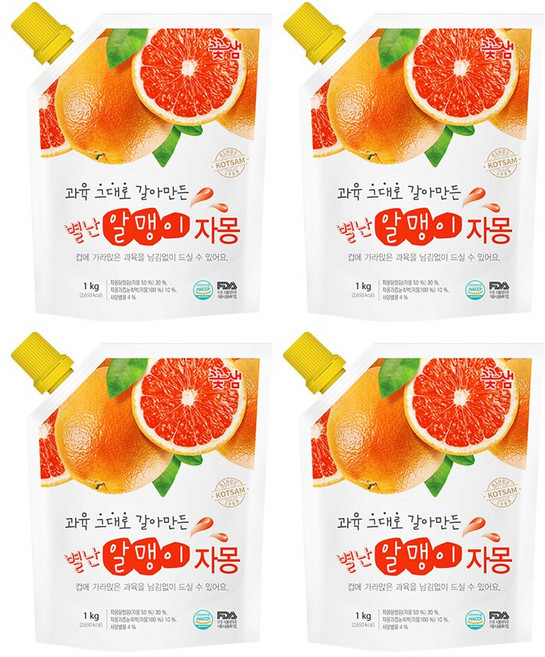 꽃샘 별난 알맹이 자몽차, 1kg, 4개