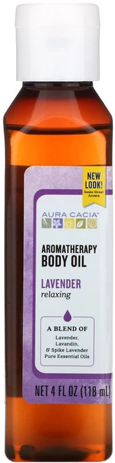Aura Cacia 아로마테라피 바디 오일 릴랙싱 라벤더 4 액량 온스 (118 ml) 2팩, 118ml, 1개 - 쿠팡
