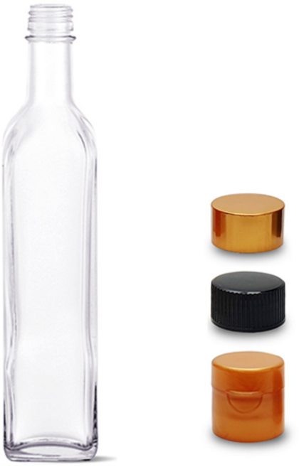 유리병 투명 사각병 FN500S 와인 오일 소스 공병 보틀, 똑딱이캡-골드, 1개, 500ml