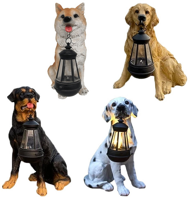 HK.sell 해리 강아지 태양광 야외 정원 테라스 조명, 래브라도