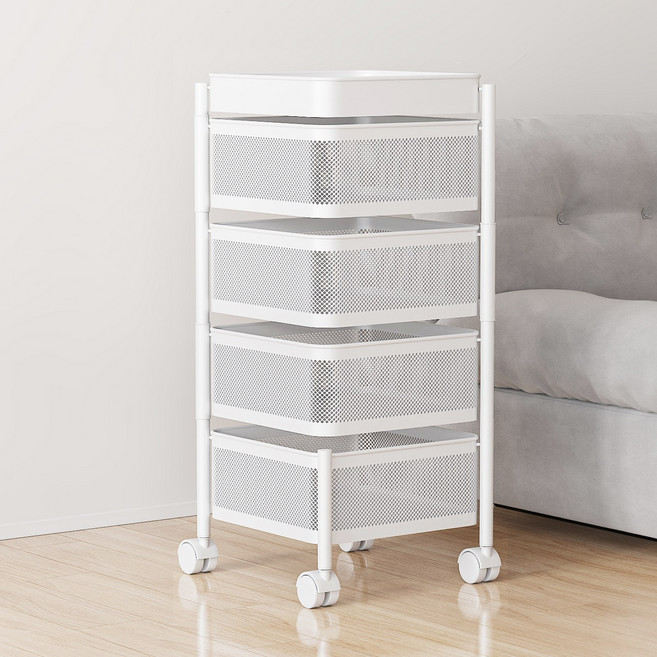 라보토리 회전 이동식 트롤리, 5단, 화이트A