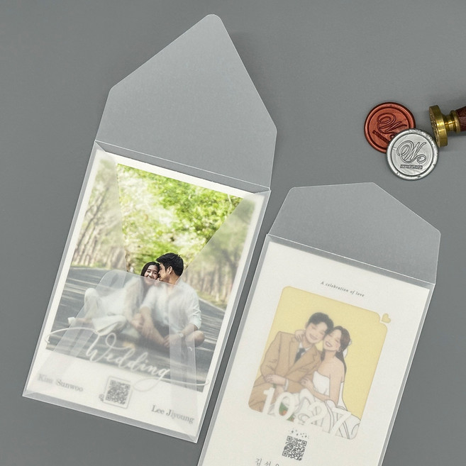 반투명 세로형 트레싱지봉투 105x155mm 외 3종 사진 엽서 청첩장 4X6사이즈 평량 135g 1세트(50매)