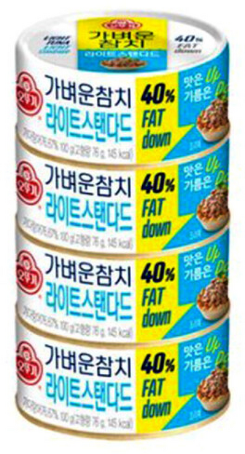 오뚜기 가벼운참치 통조림 라이트스탠다드, 135g, 8개