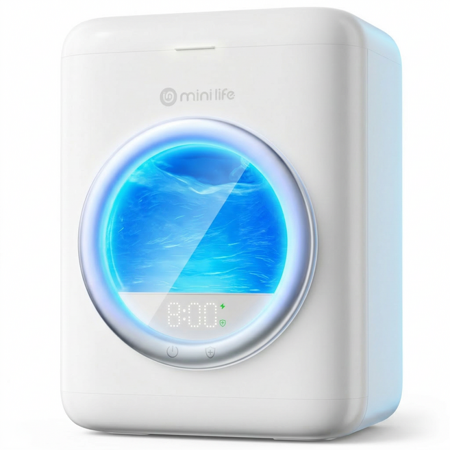 mini life 미니 세탁기 살균 설치 불필요 무선 방수 속옷 양말 아기옷 전용 Type-C 충전식 4000mAh, 흰색