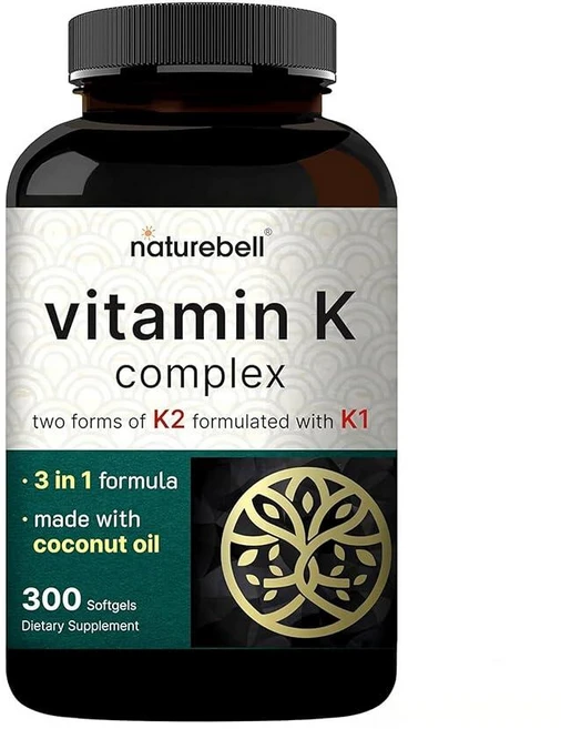 NatureBell 비타민 K 복합체 - 소프트젤 300정 2 600mcg 제공 풀 스펙트럼 뼈 및 심장 건강 지원 보충제 고흡수 K1 & K2 MK-4 MK-7* 138600, 300 Count (Pack of 1), 1개 - 쿠팡