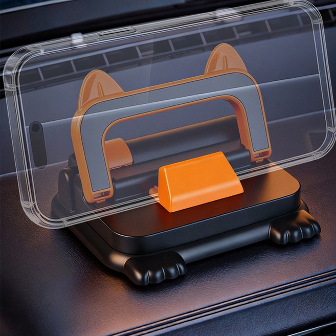 SEAMETAL 360도 회전 계기판 차량용 거치대 접이식 자동차휴대폰 거치대 주차번호판, 오렌지색, 1개