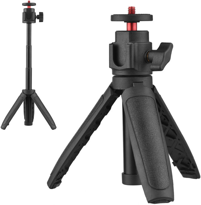 휴대용 미니 삼각대 확장형 스탠드 핸들 그립 4 단계 높이 조절 가능 카메라 셀카 비디오 라이브 스트림용, 01 Black-Type 1