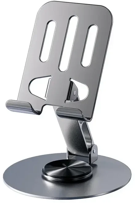 알루미늄 합금 휴대용 태블릿 홀더 360도 회전 아이패드용 조절 가능한 유연한 접이식 데스크탑 라이브 모, 01 grey