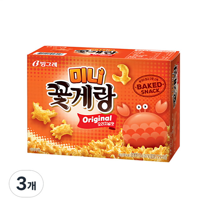 빙그레 꽃게랑 미니 오리지널, 40g, 3개