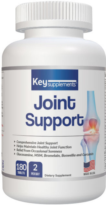 키서플리먼트 고함량 조인트 서포트 글루코사민 MSM 뉴질랜드 녹색잎 홍합 세틸 마이리스톨리에이트 (CMO) 등 20가지 성분 180 정, 1개, 180정