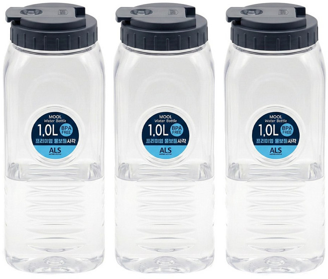 에이엘에스 비스프리 투명 사각 물병, 3개, 1L