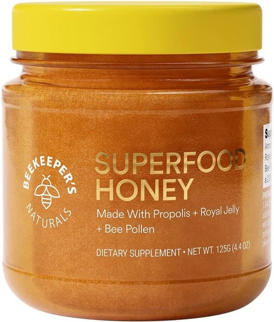 비키퍼스 내추럴스 Beekeepers Naturals 슈퍼푸드 허니 비폴렌 로얄젤리 꿀 125g, 4온스 (1팩), 1 - 쿠팡