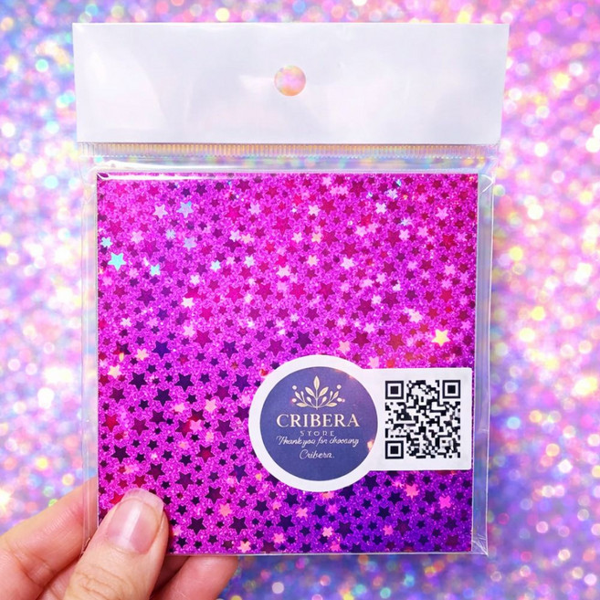 반짝이 홀로그램 별 색종이 10x10 28매 7컬러 펄 종이접기 특수지