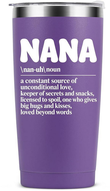 MASGALACC Nana 손자가 주는 할머니를 위한 선물 여행용 커피 머그 어머니의 날 생일 크리스마스를 퍼플 나나 데피니션 컵 591.5ml(20온스) 스테인리스 스틸, Nana Definition Purple