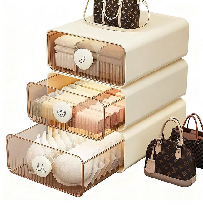 Alemon 적층형 칸막이 서랍 속옷 양말 정리 수납함 속옷정리함 3개, ⁠3개⁠