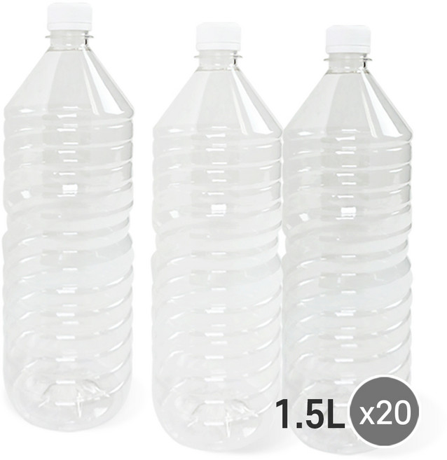 물통 원형 생수병 투명pet 밀폐용기 공병 (세트), 20개, 1.5L