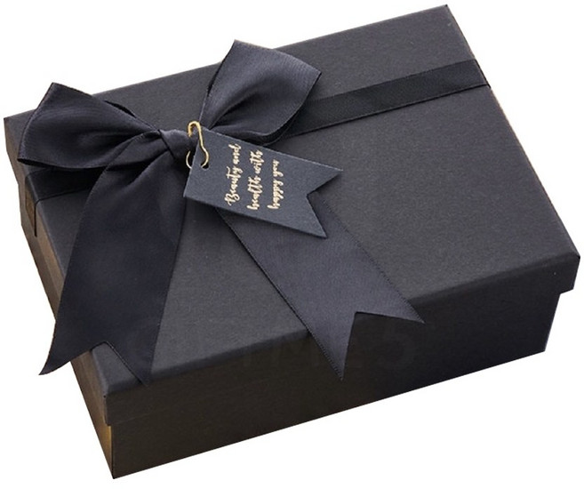 GIFTME5 方形紳士黑禮盒 附緞帶吊牌, 特大款,一般款, 1個
