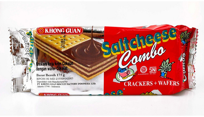 Khong Guan Saltcheese Combo Crackers And Wafer 콩구안 솔트치즈 콤보 크래커 웨이퍼, 1개, 175g