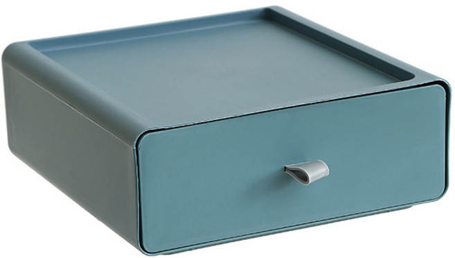 抽屜式桌面收納盒 儲物盒子辦公室 桌上置物架整理櫃批發整理盒, 1個, 靜謐藍:OPP裝