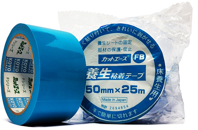 커트에이스(파랑) CFB 50mmx25m 끈적이 적은 무잔사 이지컷 마스킹 보양테이프, 1개