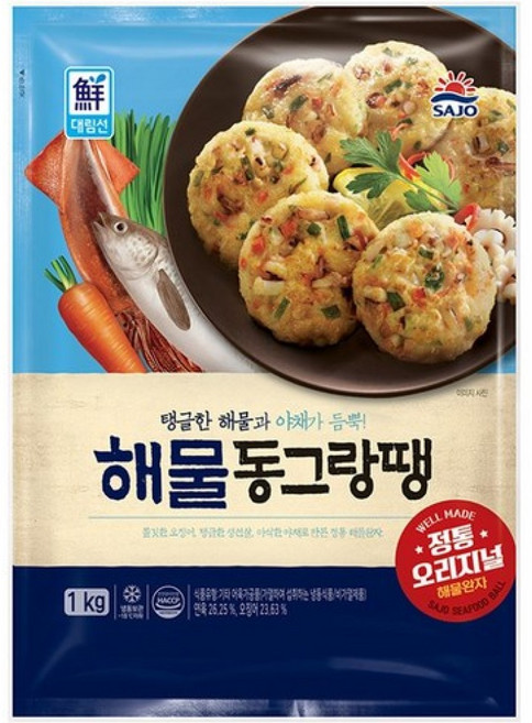 대림 해물땡 1K / 대림선 냉동 해물 동그랑땡 1kg 사조오양, 1개