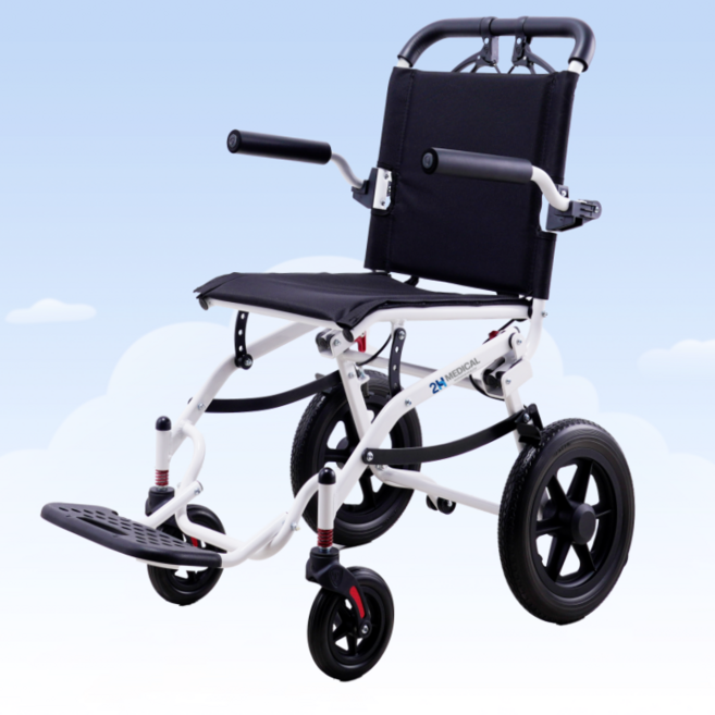 2H메디컬 핸디휠체어 - 7.3kg 초경량 알루미늄 수동 접이식 여행용 (LPG 차량 적재 가능), 1개, 핸디휠체어플러스형