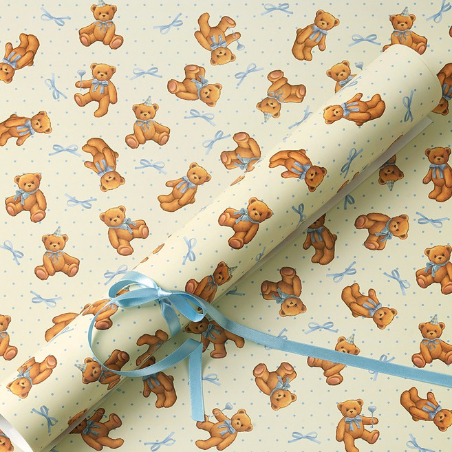 블루리본 테디 선물 포장지, 10개, 59 x 42 cm