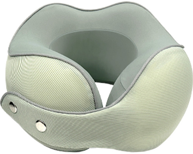우디우디 여행용 기내용 메모리폼 목베개 쿠션 (EVA 마카롱 케이스), 그린