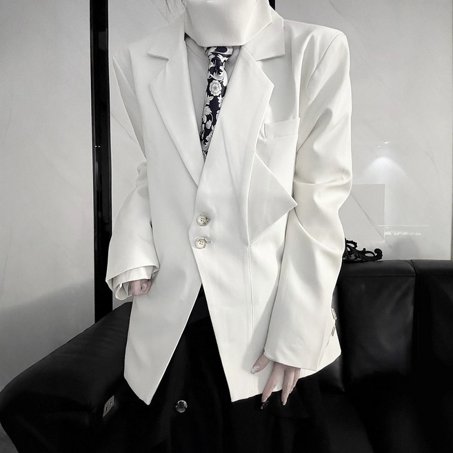 【痞帥暗黑】西裝外套 西裝 西服 外套 復古西裝 中性風 寬鬆休閒 山系赫本風 男女同款 痞帥穿搭