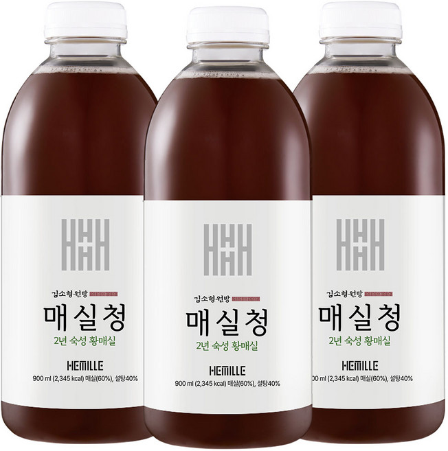 김소형원방 무농약 매실청, 3개, 900ml