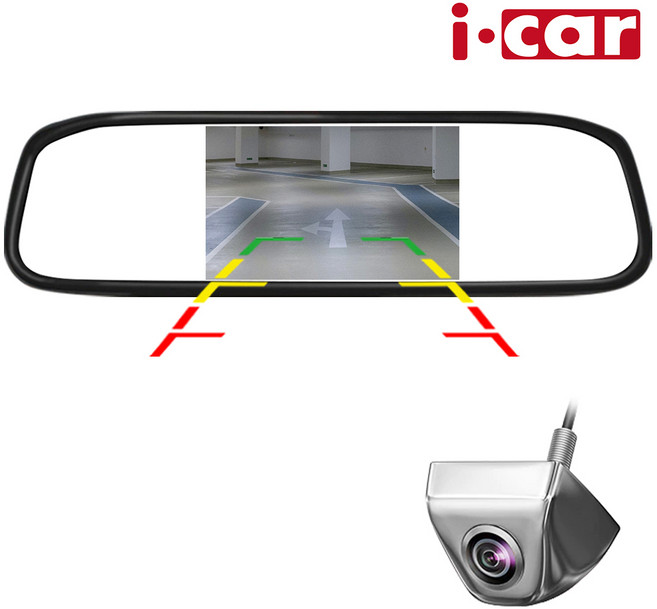 아이카 후방카메라 5인치 룸미러 모니터 풀세트, 5인치 룸미러 후진자동반응 풀세트 크롬카메라 6M