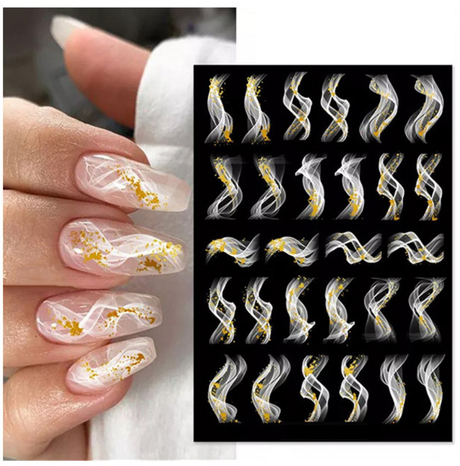 골드메탈 스티커 대리석네일 물결네일 스티커, 1개, 단품
