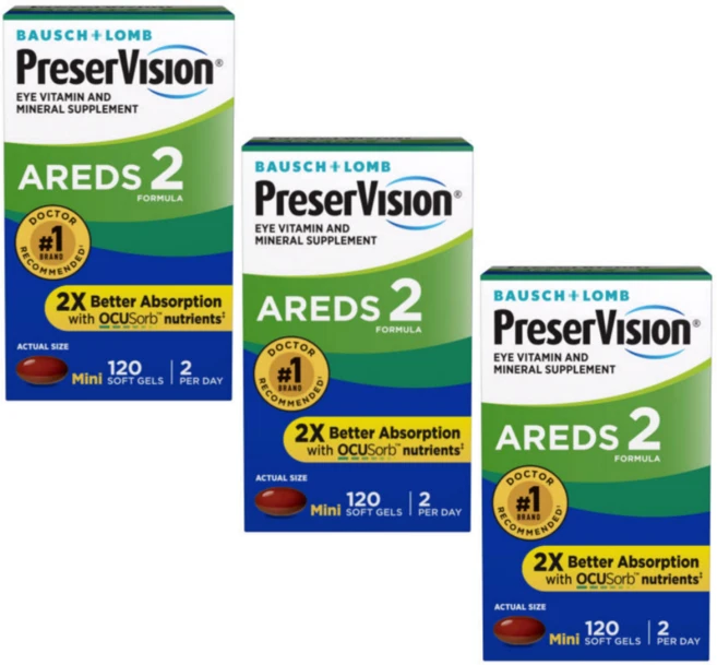 바슈롬 프리저비전 AREDS 2 포뮬러 소프트젤, 3개, 120정 - 쿠팡