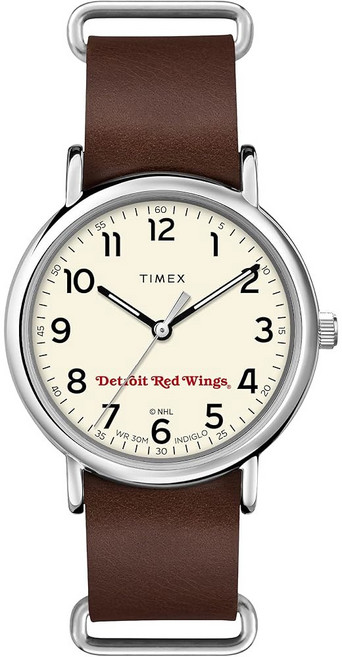 타임엑스 트리뷰트 남성 NHL 위켄더 40mm 쿼츠 가죽 스트랩